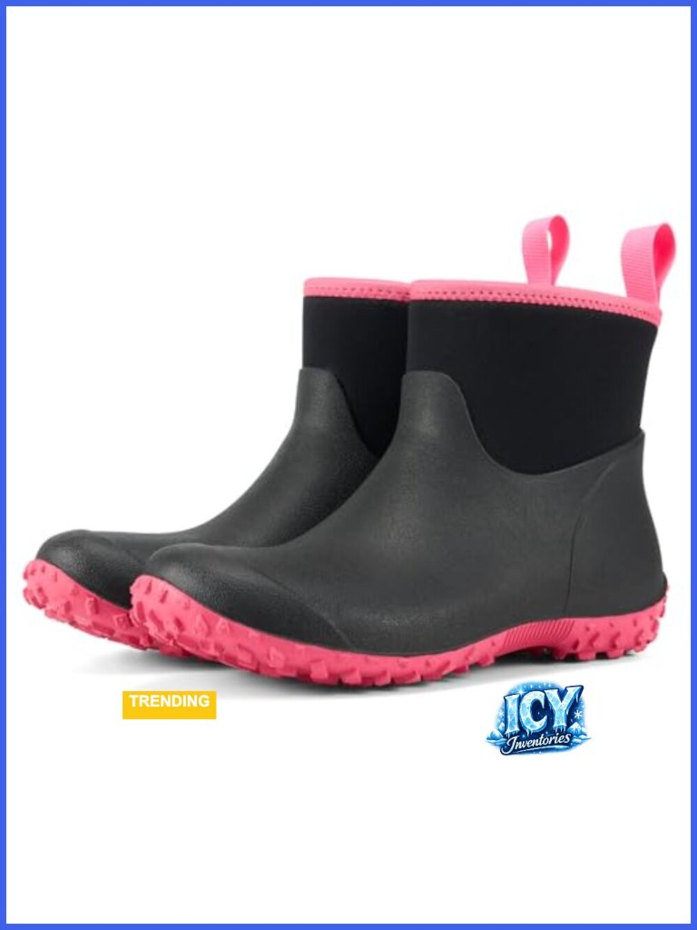 Women's Waterproof Rubber Ankle Rain Boots Insulated Neoprene Anti-Slip Mud